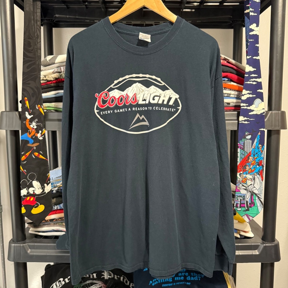 2000s Black Coors Light Beer Graphic Long Sleeve Tee XL